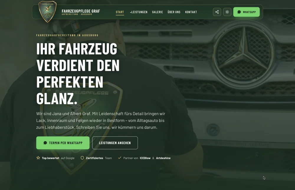 Website von Fahrzeugpflege Graf