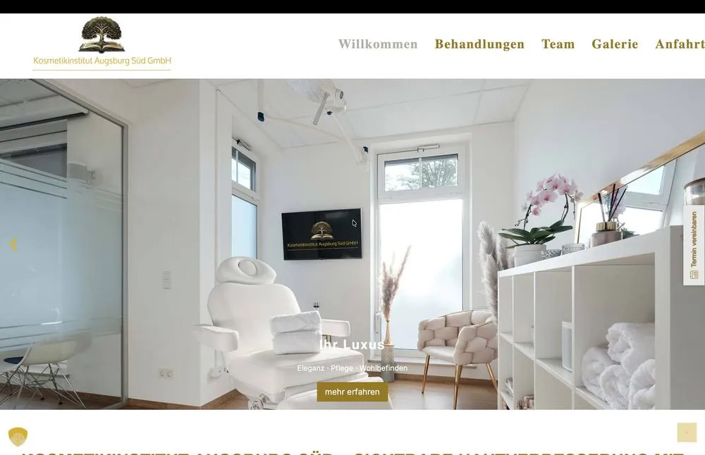 Website des Kosmetikinstituts Augsburg Süd