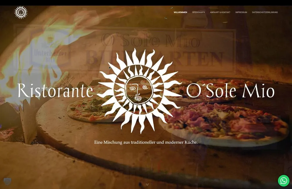 Website des Ristorante O'Sole Mio