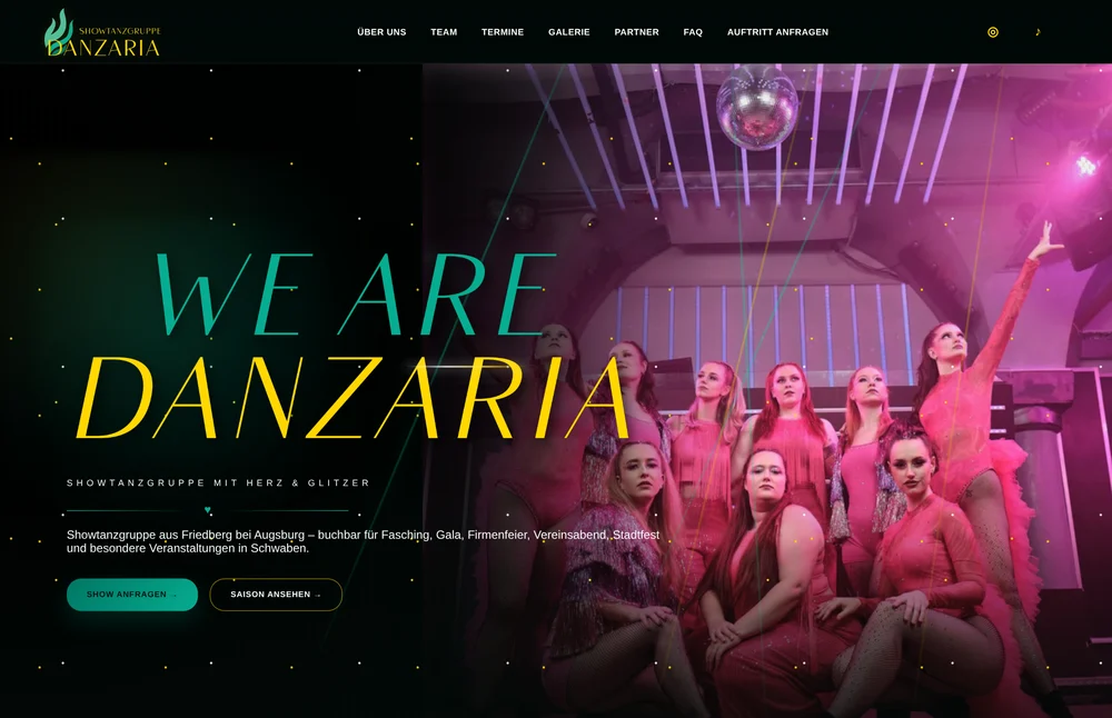 Website der Showtanzgruppe Danzaria